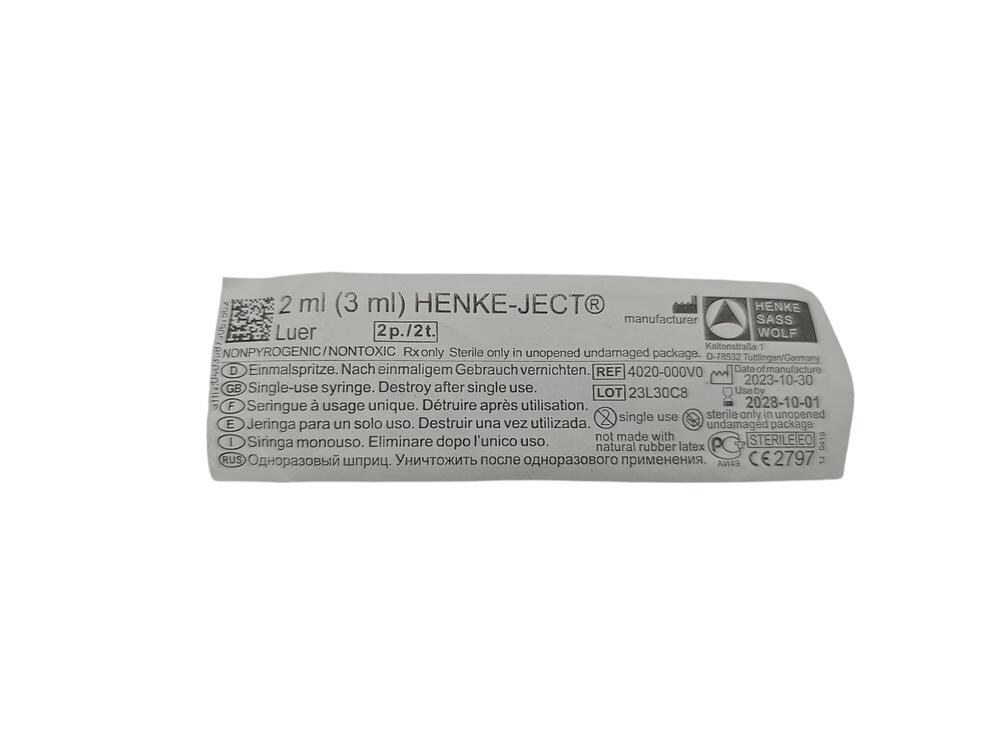 Wegwerp injectiespuit 2/3 ml, per 100