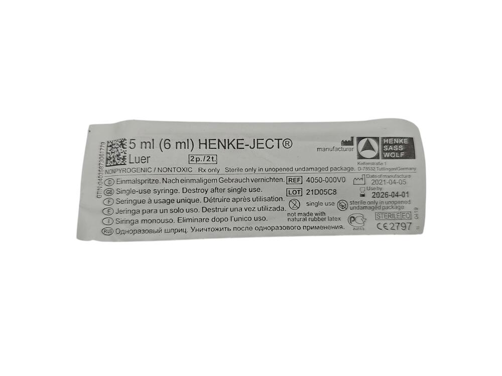 Wegwerp injectiespuit 5/6 ml, per 100